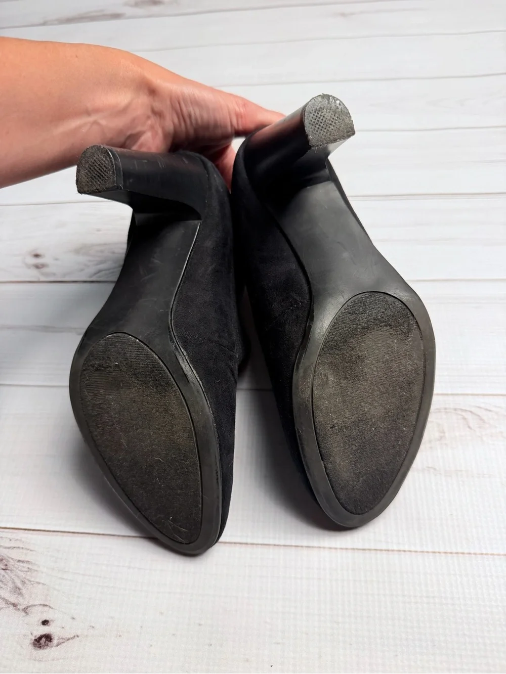 Karen Scott Black Suede Pointed High Heel Booties